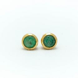 Aretes en Oro 18k Esmeraldas Redondas en Bisel