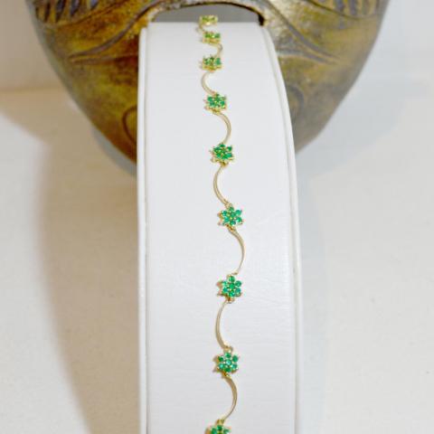 Pulsera en Oro 18k de piñitas de esmeraldas